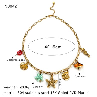 Collana con ciondolo color oro in acciaio inossidabile oceanico da 1 pezzo h5 Immagine2