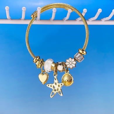 1 Stück Zarte Stern-Armbänder aus Edelstahl in Goldfarbe für Damen h5 Bild6