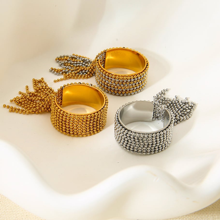 Luxurious Retro Geometric Stainless Steel  Rings Display Set Picture3