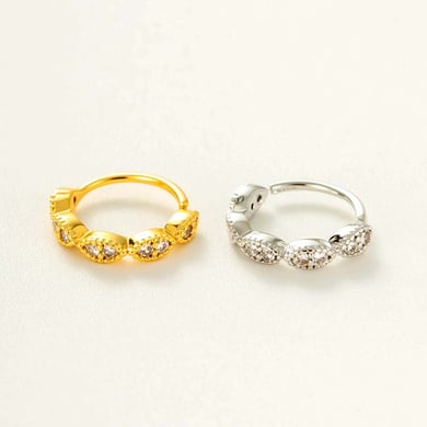 1 pièce de piercing de nez géométrique en cuivre doré et zircon pour femme h5 Image7