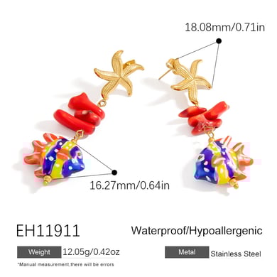 1 Pair Luxurious Series Simple Turtle Stainless Steel   Gold Color  Drop Earrings h5 Picture2