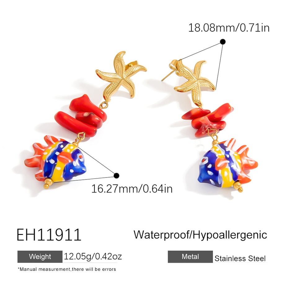 1 Pair Luxurious Series Simple Turtle Stainless Steel   Gold Color  Drop Earrings Picture2