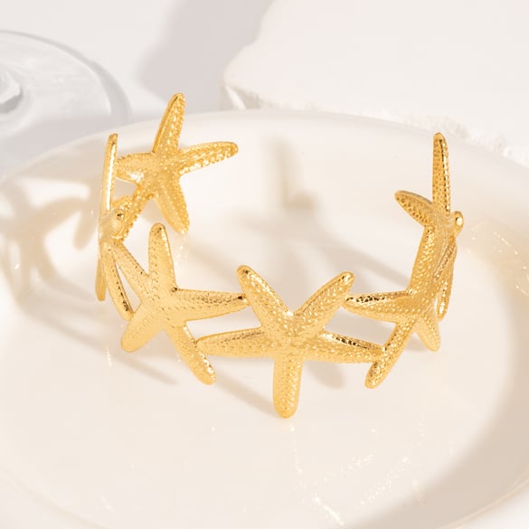 1 bracelet étoile de mer en acier inoxydable couleur or