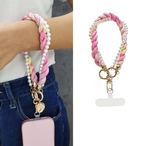 1 Piece Stylish Series Sennit Scarves Beads Aluminum Phone Strap 2