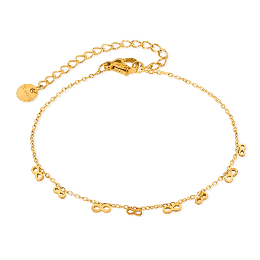 1 Stück gestaltbare Unendlichkeitssymbol-Edelstahl-Kettenarmbänder in Goldfarbe für Damen 