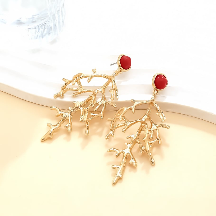 1 Pair Coral Alloy Dangle Earrings Picture3