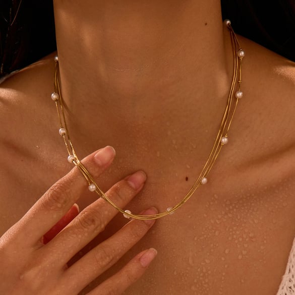 Elegante Edelstahl Gold Farbe Damen Kette Halsketten 2