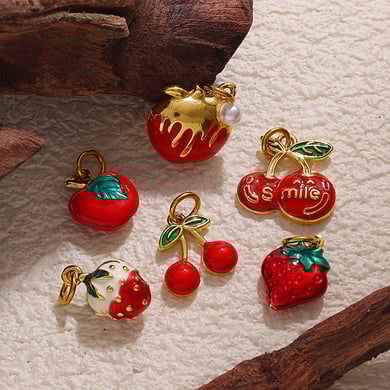 1 Stück Obst Edelstahl Gold Farbe DIY Anhänger h5 Bild2