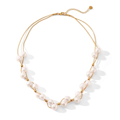 Daily Beads Stainless Steel   Gold Color  Pearl Women's Beaded Necklaces h5 