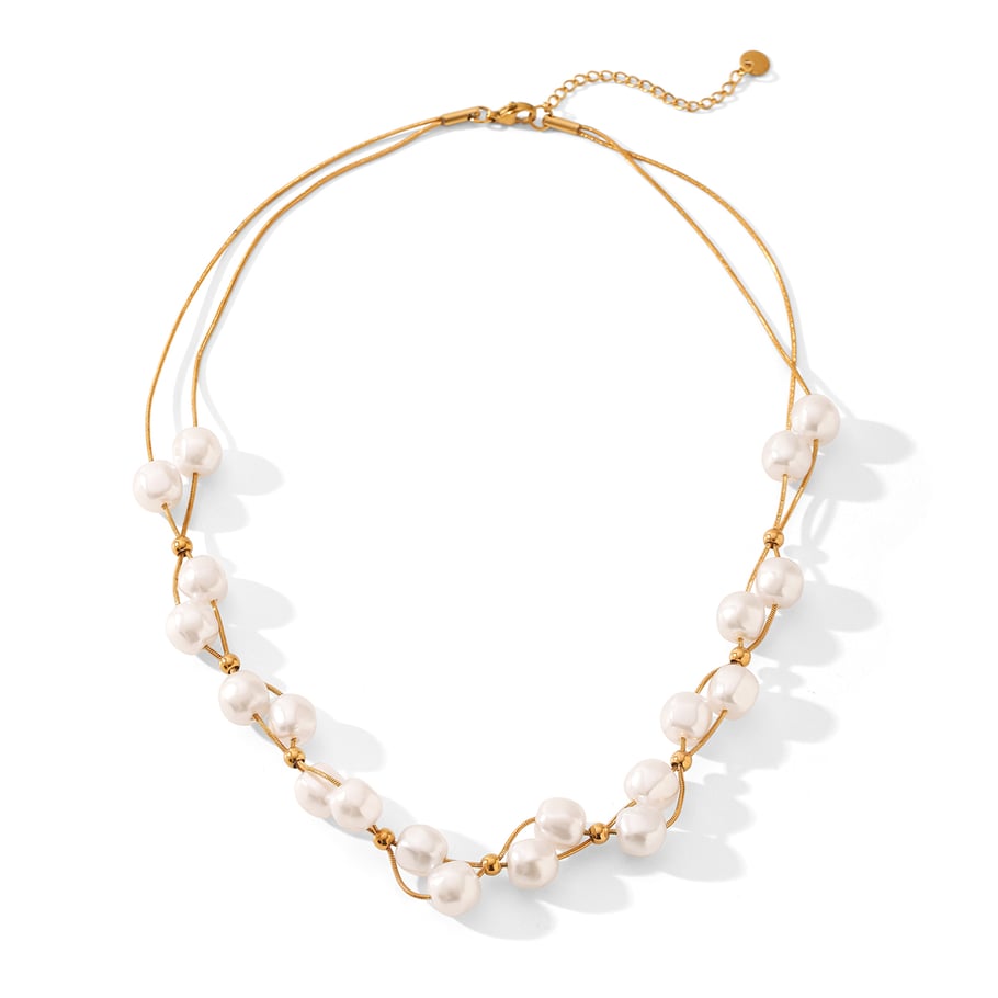 Daily Beads Stainless Steel   Gold Color  Pearl Women's Beaded Necklaces 