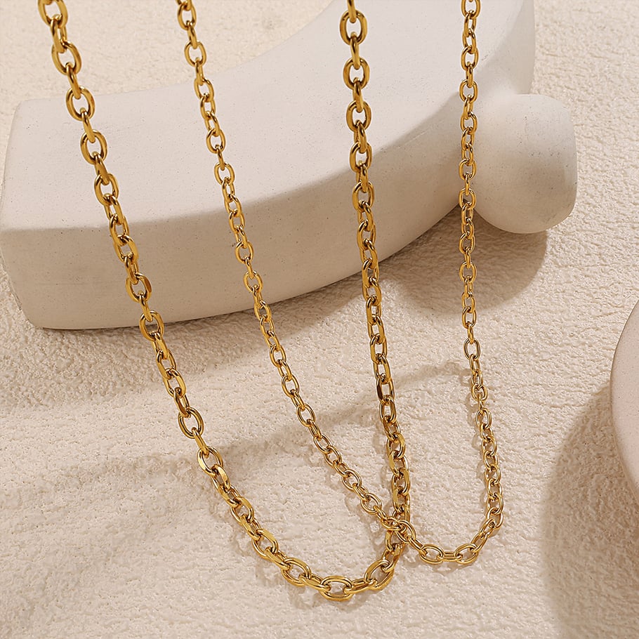 1 Piece Stainless Steel Gold Color Chain Necklace Picture3