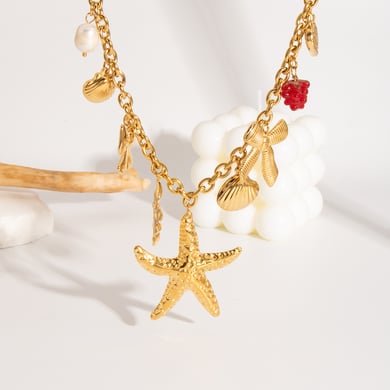 1 pezzo di ciondolo fai da te in acciaio inossidabile color oro oceanico h5 Immagine3
