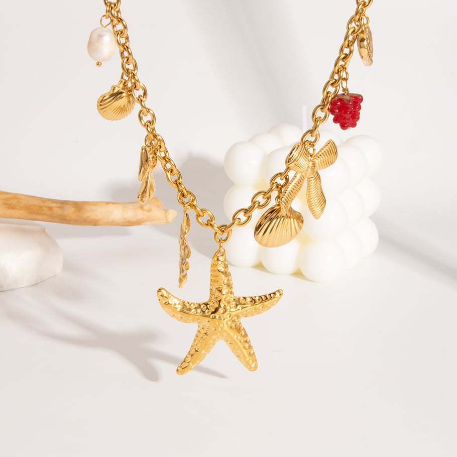 1 pezzo di ciondolo fai da te in acciaio inossidabile color oro oceanico Immagine3