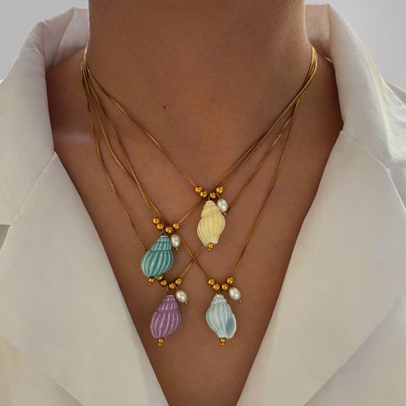 1 Piece Colorful Shell Pendant Necklace