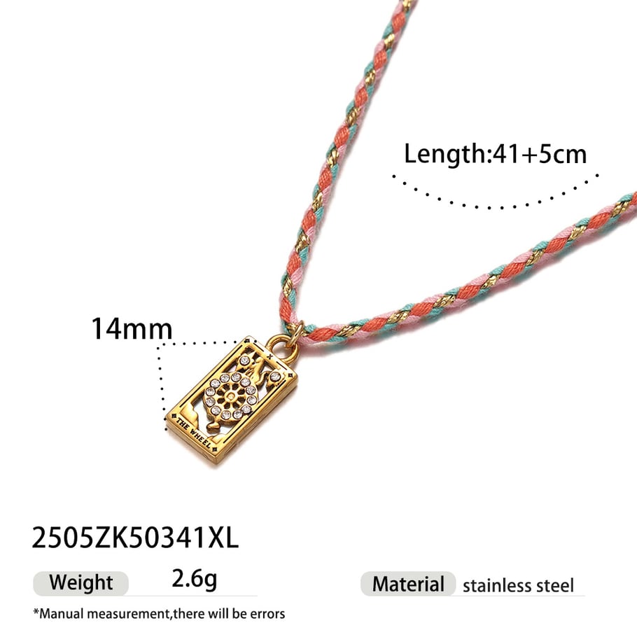 1 pezzo di collana con ciondolo retrò dei tarocchi in acciaio inossidabile color oro 