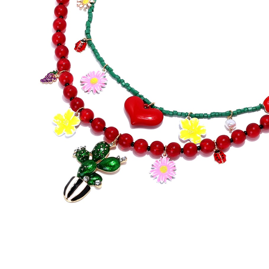 1 juego de collares de cuentas de flores Imagen3