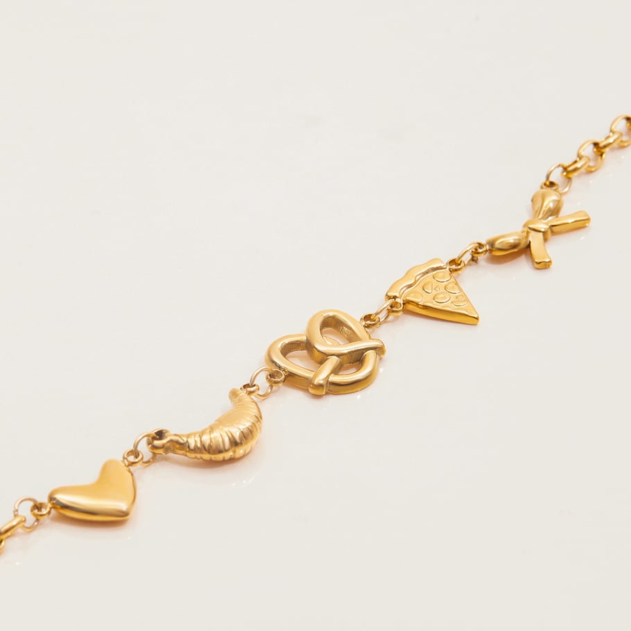 1 Stück Charm-Armbänder aus Edelstahl in Lebensmittelform in Goldfarbe für Damen Bild7