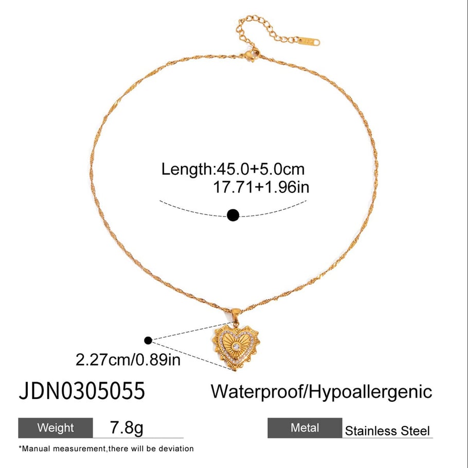 1 Piece Elegant Heart Stainless Steel Gold Color Women's Pendant Necklaces Picture2