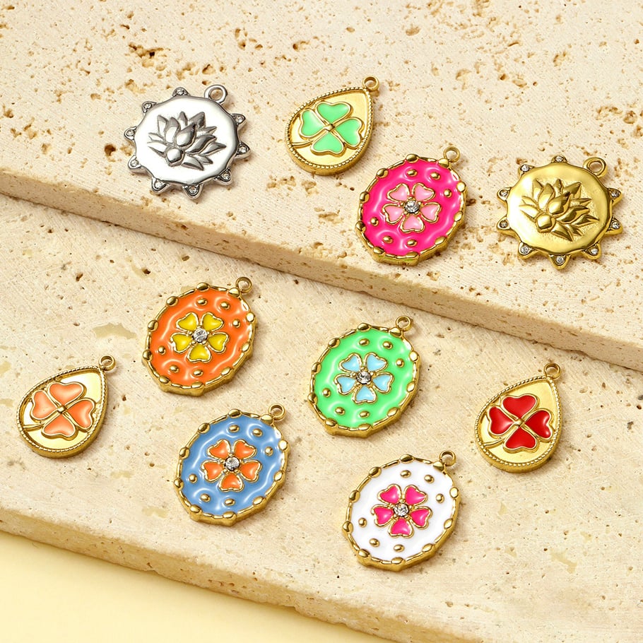 1 Piece Colorful Series DIY Droplet Stainless Steel Gold Color Women's Pendants Picture4