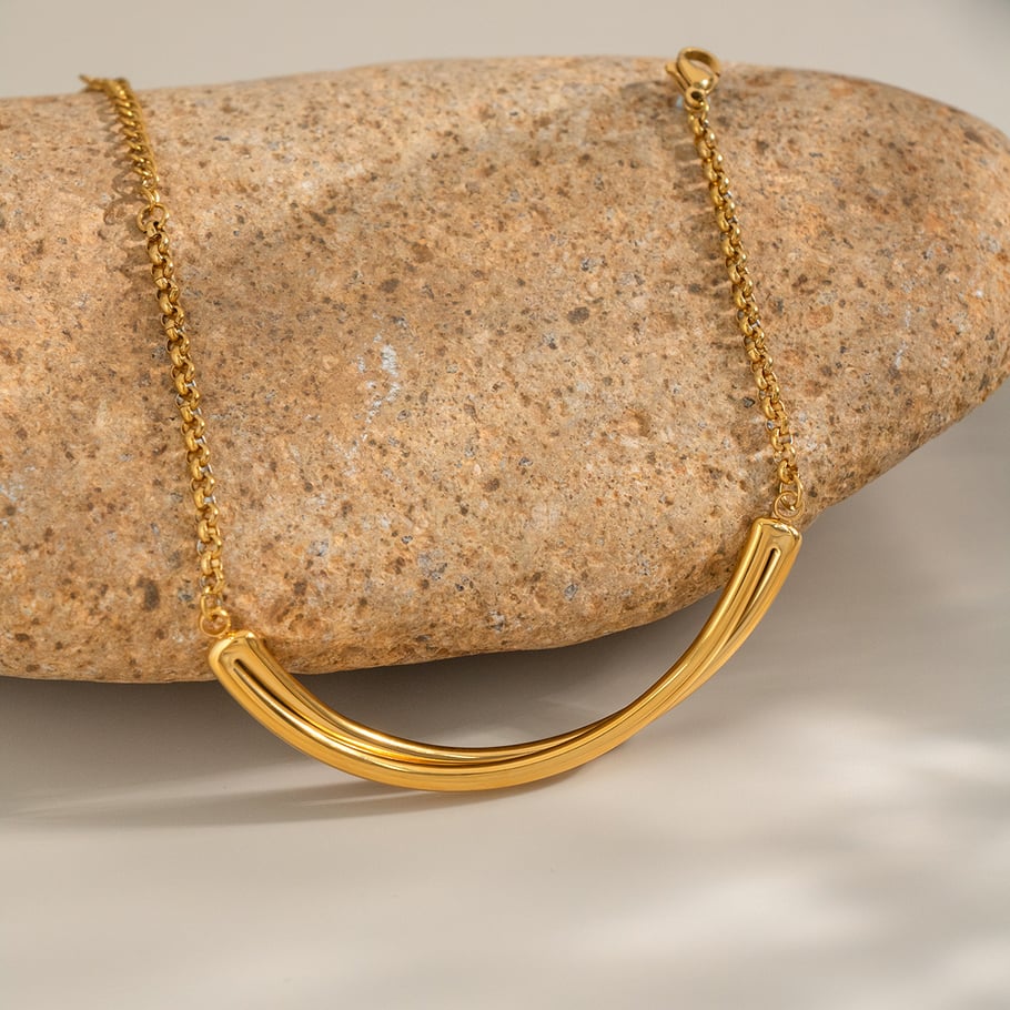 Braccialetti con ciondoli geometrici in acciaio inossidabile color oro, 1 pezzo Immagine2