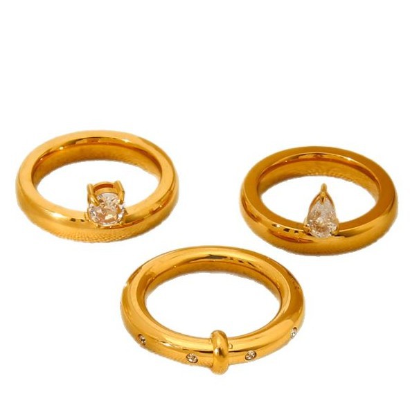 Anello da donna in acciaio inossidabile a forma di goccia semplice Immagine5