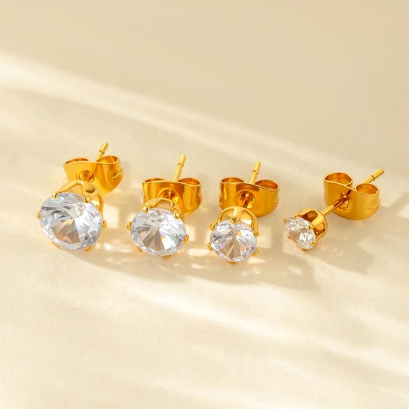 1 pezzo semplice piercing in acciaio inossidabile color oro con zircone