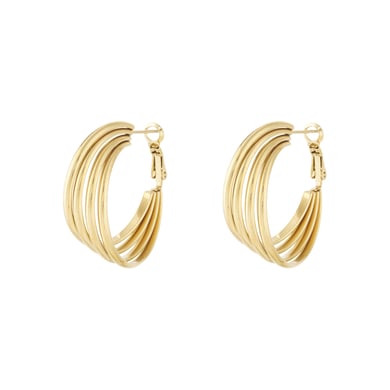 1 paire de boucles d&#39;oreilles créoles classiques en acier inoxydable couleur or pour femme, série Simple h5 