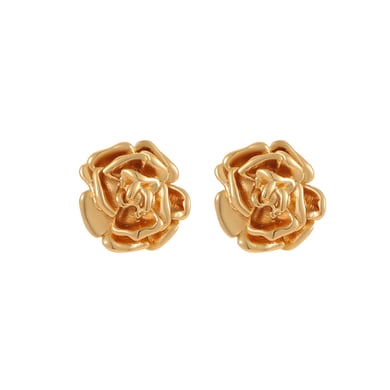 Pendientes de botón de acero inoxidable color dorado con diseño de flores diarias para mujer h5 Imagen5