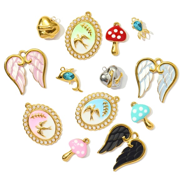 1 Piece Simple Series DIY Swallow Stainless Steel Gold Color Women's Pendants 2