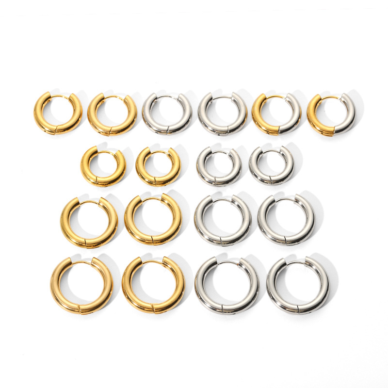1 paire de boucles d&#39;oreilles créoles en acier inoxydable Image4