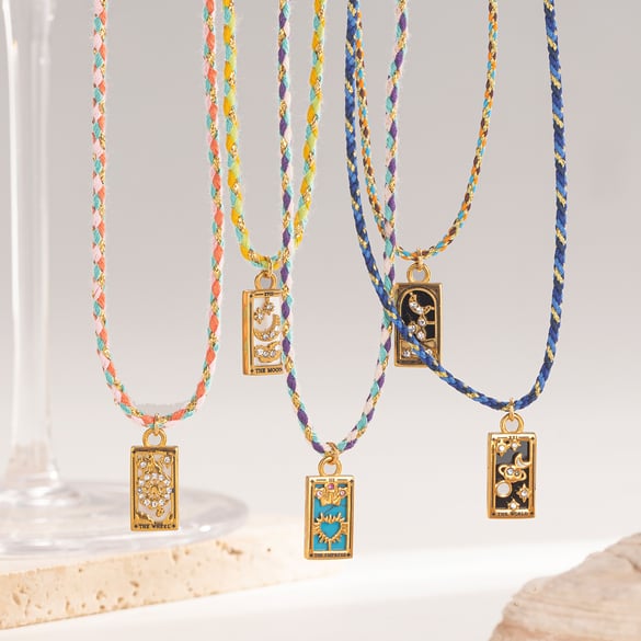 1 Piece Retro Tarot Stainless Steel Gold Color Pendant Necklaces 2