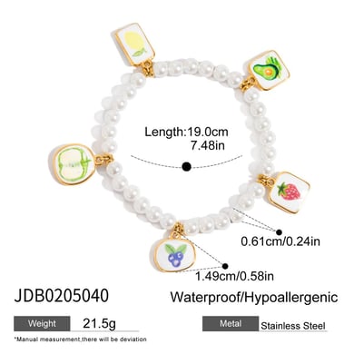 1 Stück Romantische Kirsche Edelstahl Gold Farbe Damen Charm Armbänder h5 Bild2