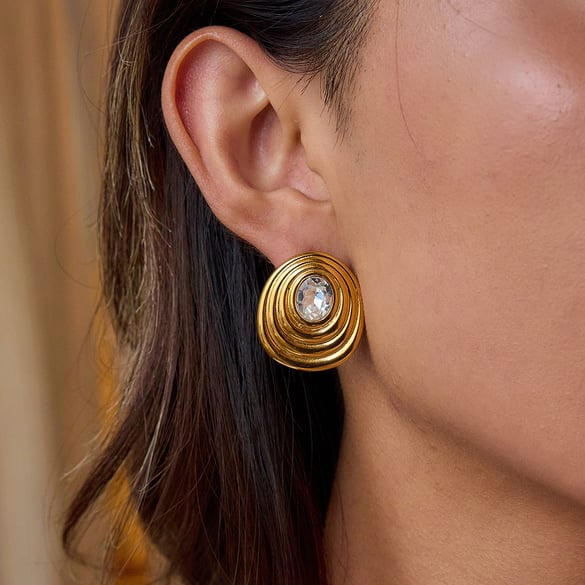 1 Paar Klassische Serie Retro Spirale Edelstahl Gold Farbe frauen Stud Ohrringe 2