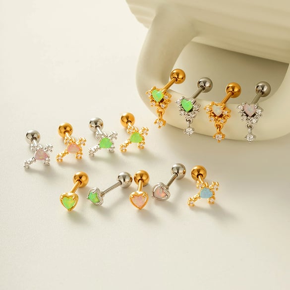 1 pieza de pendientes de circonita color cobre y dorado 2
