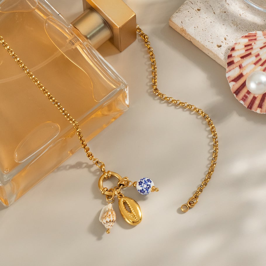 1 Piece Shell Charm Stainless Steel Gold Color Pendant Necklace Picture2