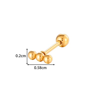 1 Piece Beaded Stainless Steel Gold Color Zircon Piercings Earring h5 Picture2