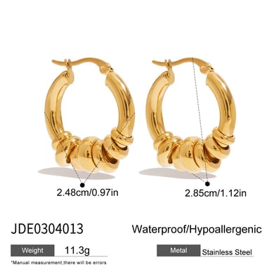 1 Pair Classic Mixed Color Stainless Steel Gold Color Women's Hoop Earrings h5 Picture2