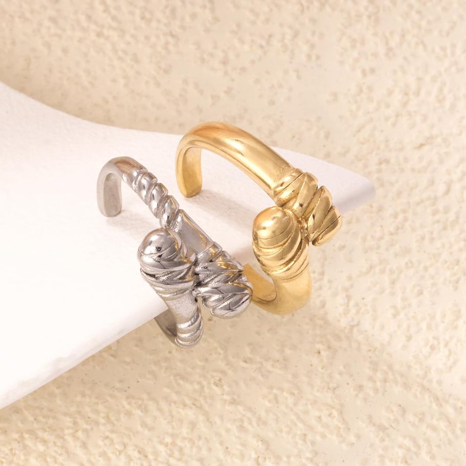 1 Piece Simple Series Casual Patchwork Stainless Steel Gold Color Minimalist Rings Picture3