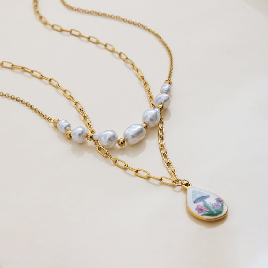 Collier avec pendentif goutte d&#39;eau en acier inoxydable doré pour femme, 1 pièce Image5