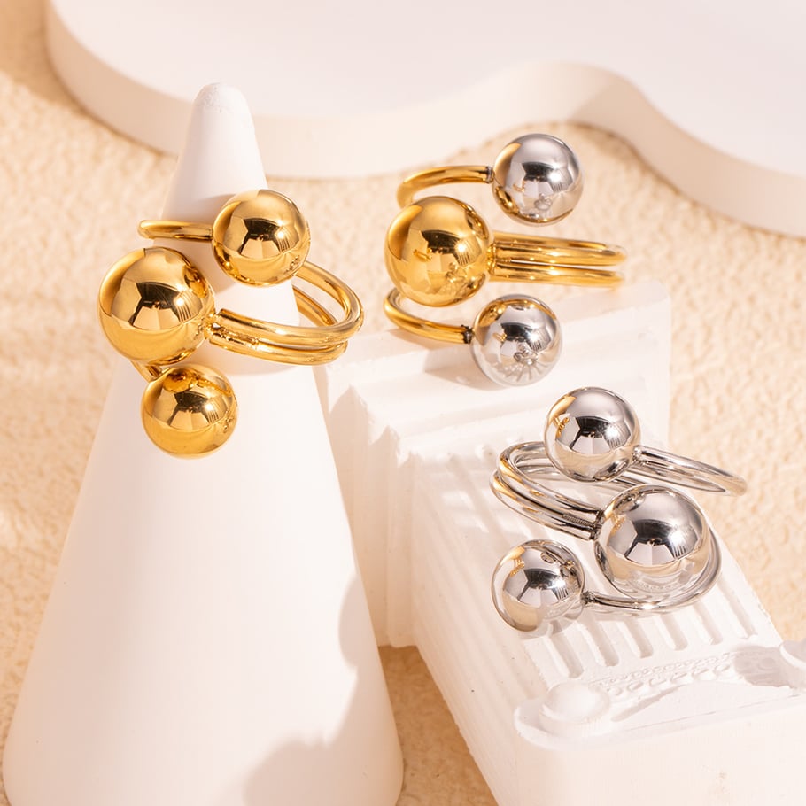 1 anello statement in acciaio inossidabile color oro Immagine3