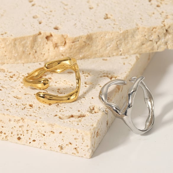 1 Piece Stainless Steel Gold Color Minimalist Rings 2