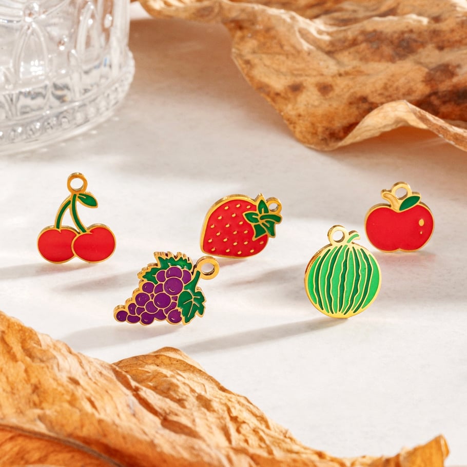 1 stuk schattige fruitroestvrijstalen goudkleurige DIY-hangers Afbeelding4