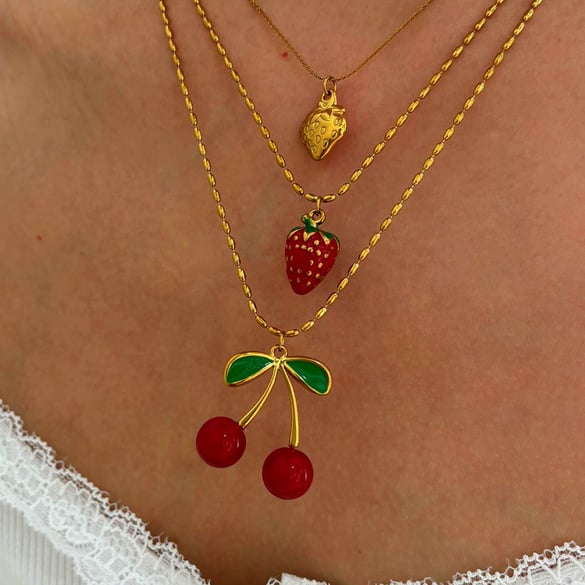 1 Piece Fruit Stainless Steel Gold Color Pendant Necklace 2