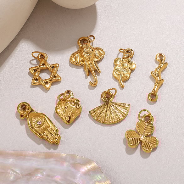 1 Piece Stainless Steel Gold Color DIY Pendant
