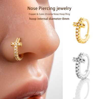 1 pièce délicate croix cuivre couleur or zircon nez pour femme h5 Image3