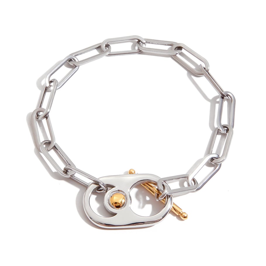 1 Stück moderne ovale Damen-Kettenarmbänder aus Edelstahl in Goldfarbe 