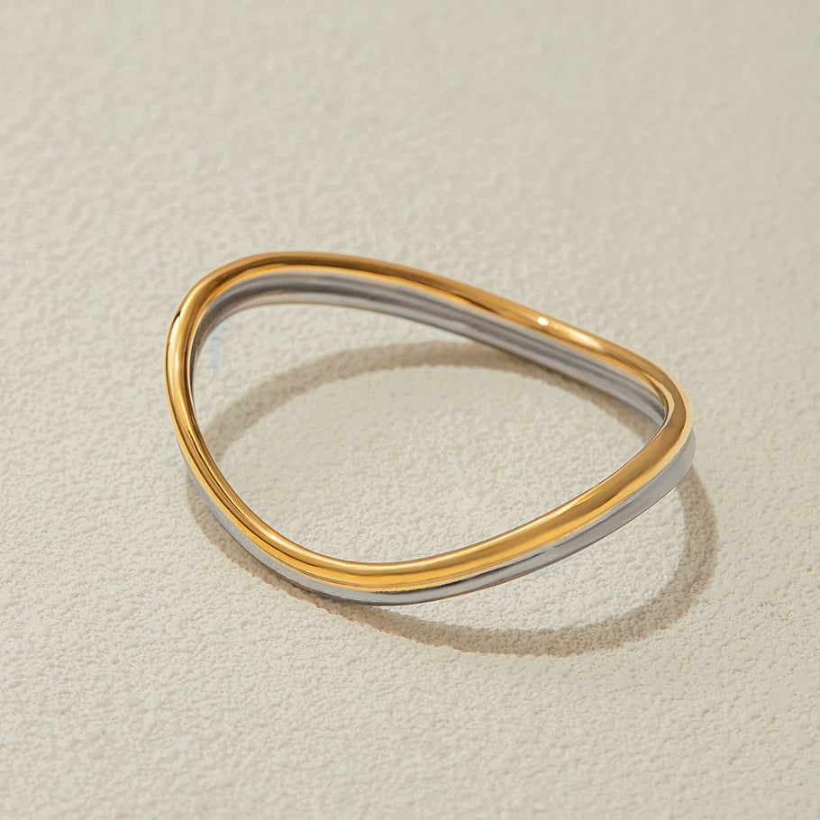 1 brazalete clásico irregular de acero inoxidable para mujer Imagen6