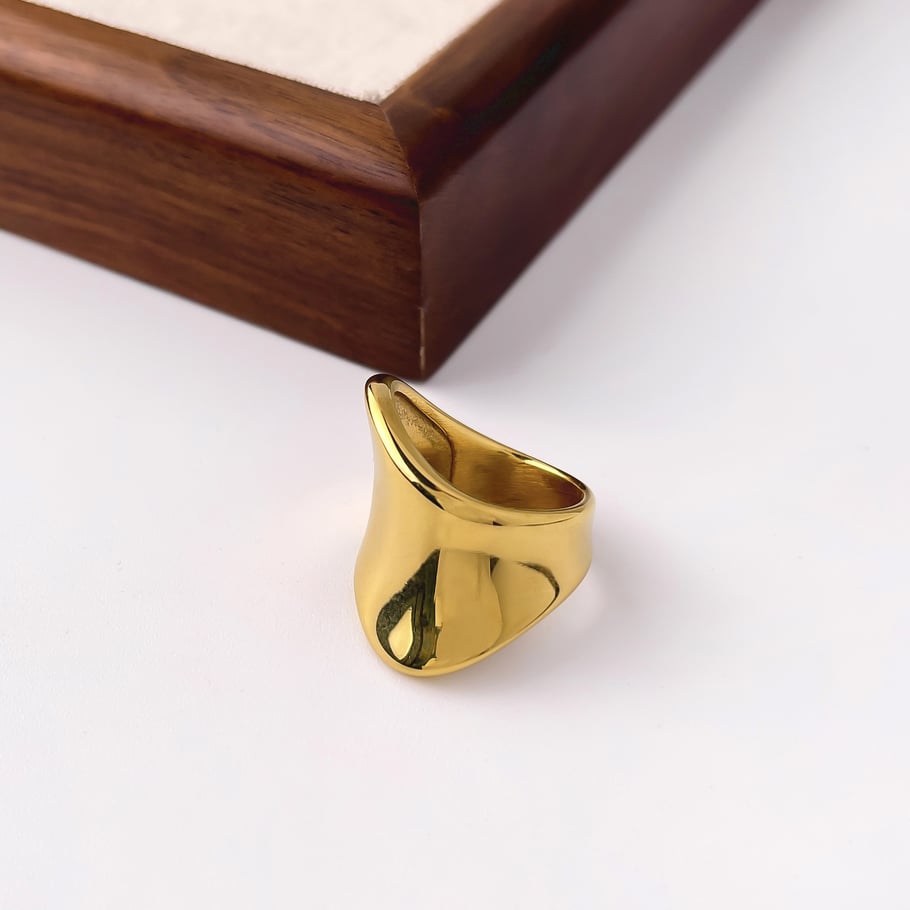 1 Piece Simple Stainless Steel Gold Color Statement Ring Picture4