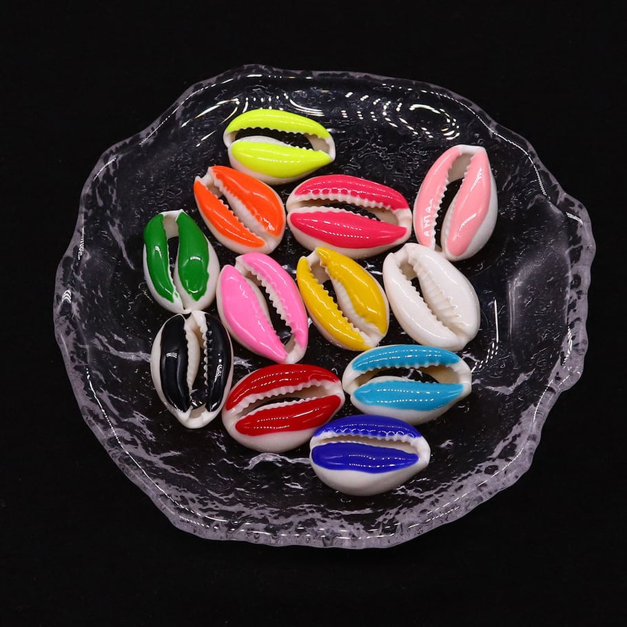 1 Stück bunte Ölfleck-Glasur-Conch-Anhänger für Damen Bild4