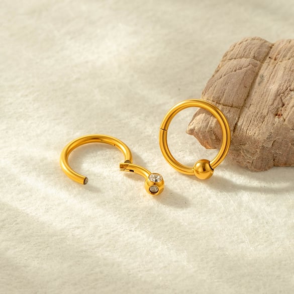 1 Piece Stainless Steel Gold Color Zircon Piercings Earring